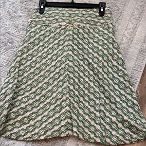 Mango Green and Cream Chevron Midi Skirt